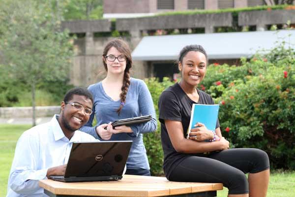 2015-2016 Catalog Cover - Students sitting on campus bench